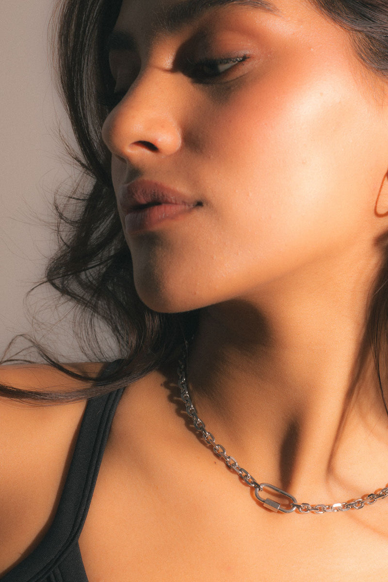 Lock Chain Necklace - Silver