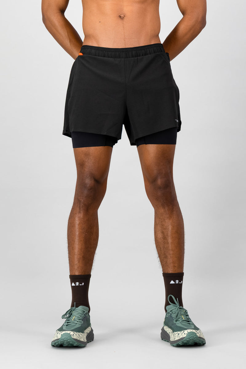 Venture Men's 2-in-1 Run Short - Black