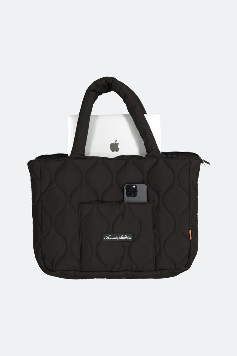 Quilted Tote Bag - Black